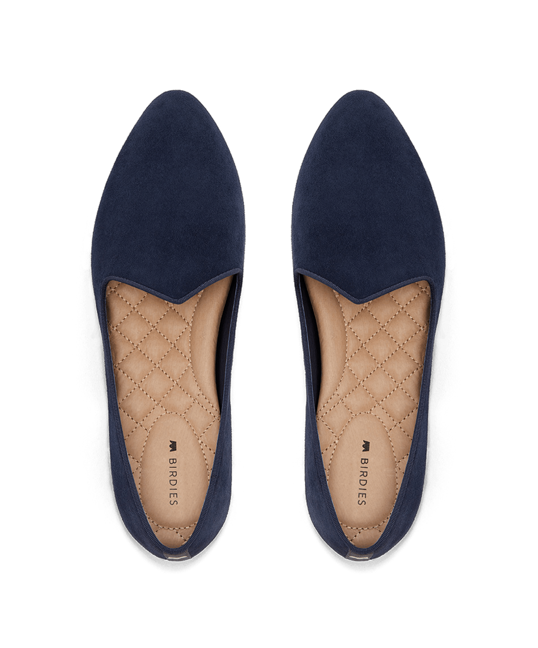 The Heron Navy Suede Flats Birdies