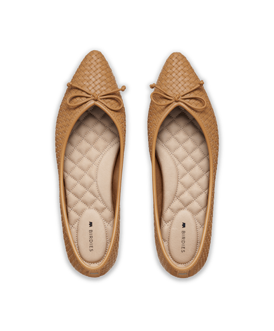 Tan woven online ballet pumps