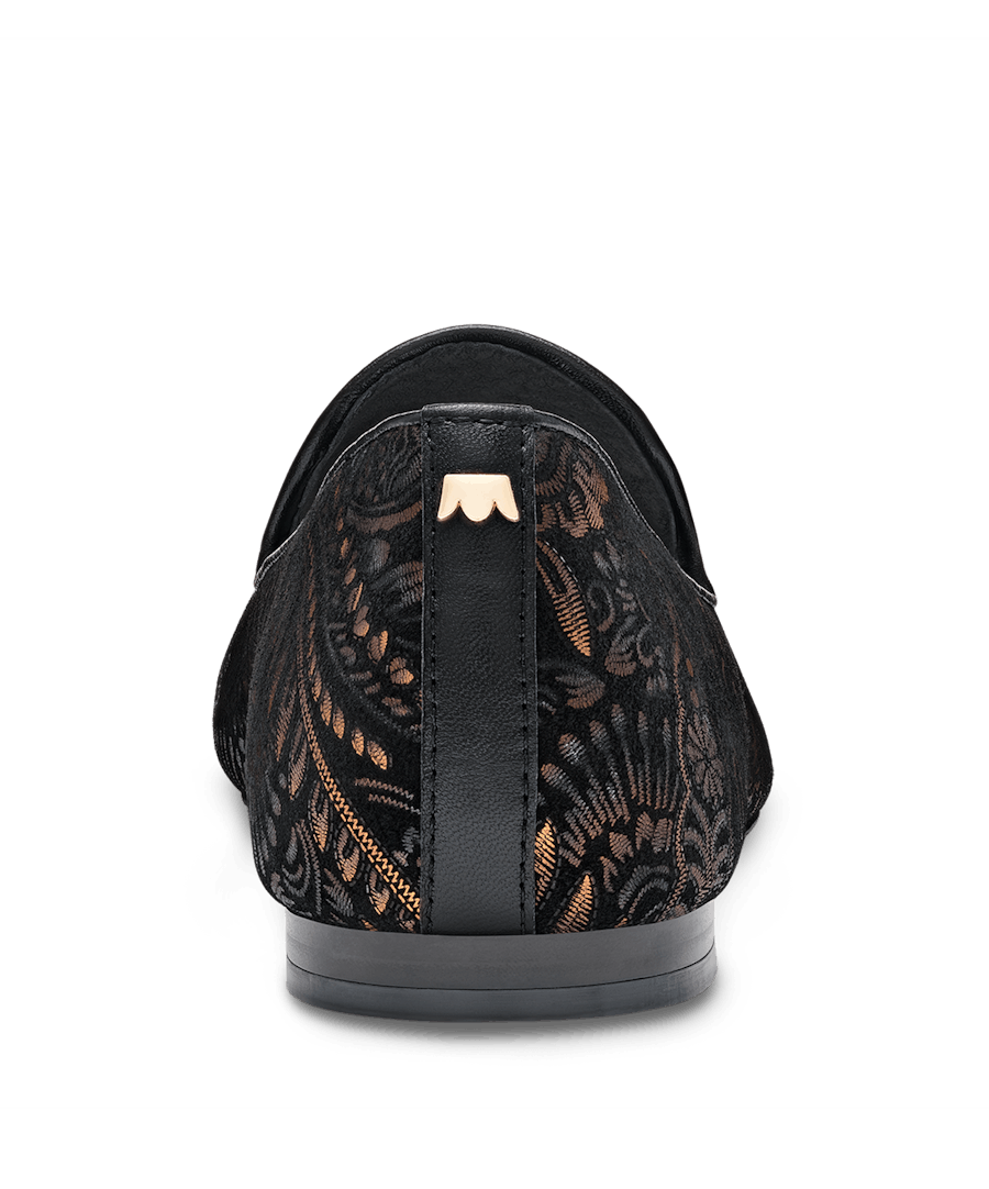 The Starling - Black Floral Suede