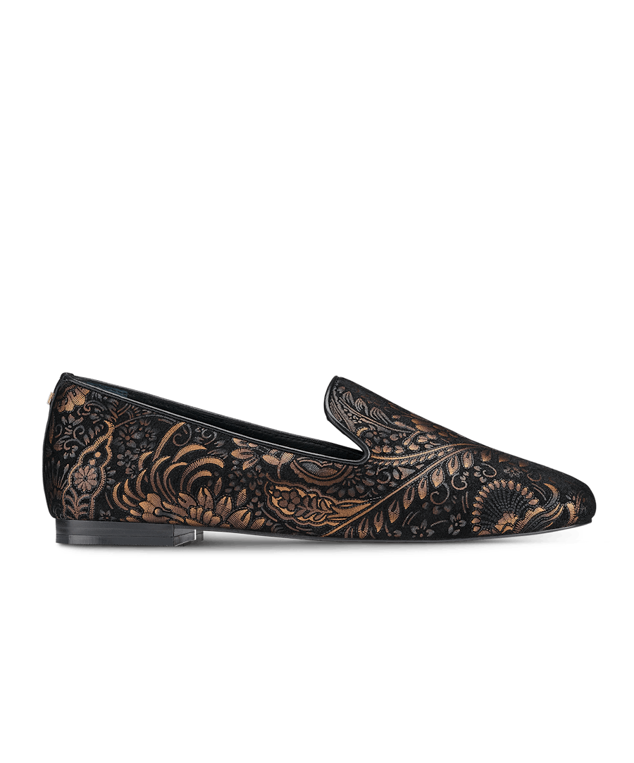 The Starling | Black Floral Suede | Women's Flats | Birdies