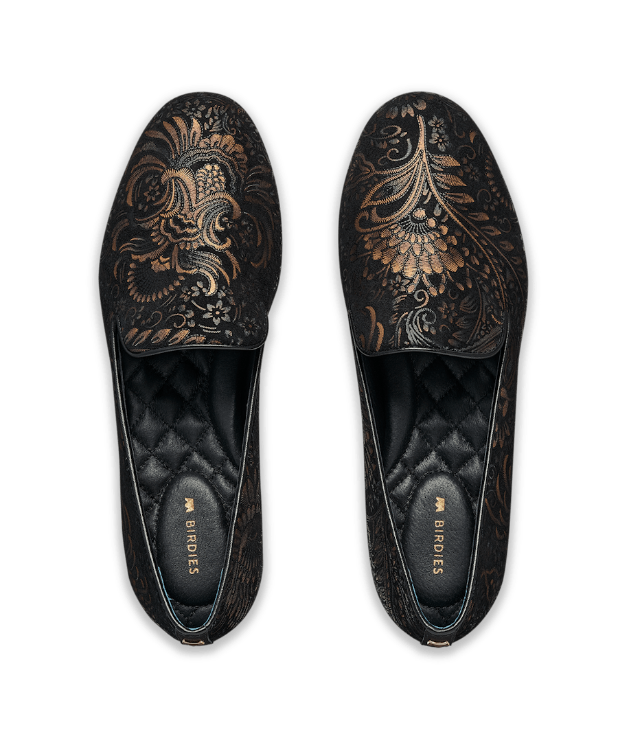 The Starling - Black Floral Suede