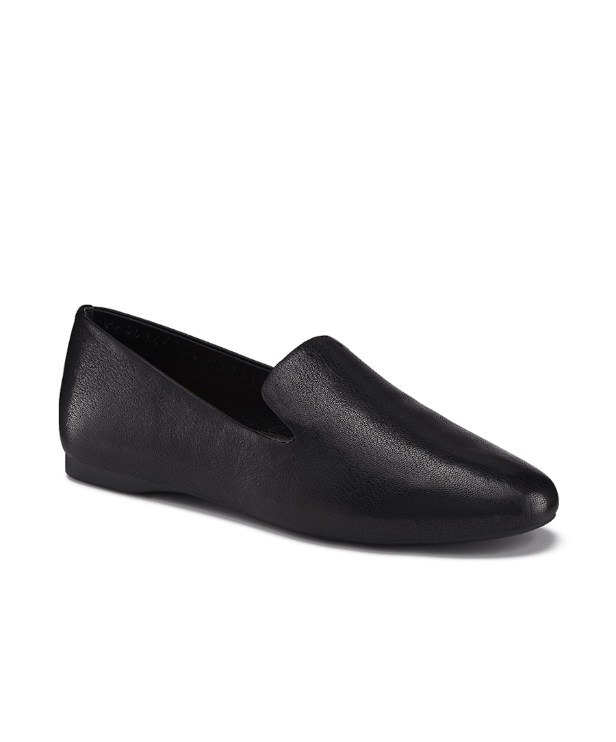 The Starling Black Leather Flats | Birdies